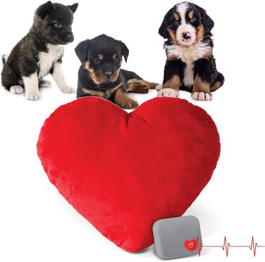 K&H Pet Products заспокійлива іграшка для собак з імітацією серцебиття, подушка-серце, для великих порід, 25,4 см, червона