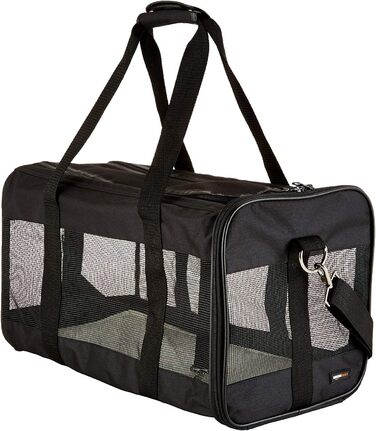 М'яка переноска для собак Amazon Basics, чорна, L, 50x26x28 см