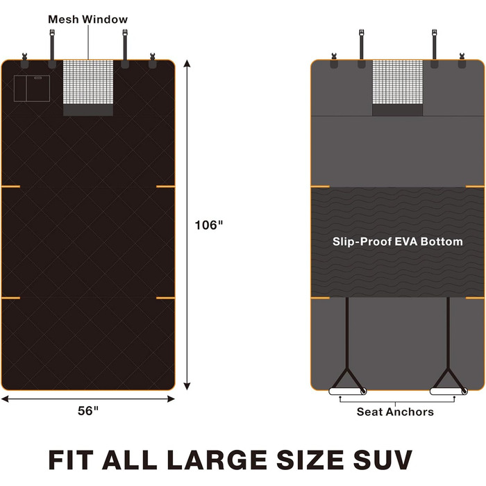 Водонепроникний чохол на сидіння для собак iBuddy LKW, 900D, для пікапів F150 F250 (XXL, чорний)