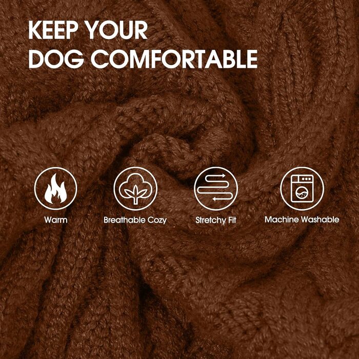 Теплий зимовий пуловер для собак великих порід IECOii, червоний, XXXL. З отвором для повідка, класичний в'язаний з хрестиком, еластичний та зручний.