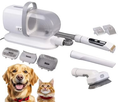 Набір для грумінгу тварин 8-в-1: машинка для стрижки, пилосос для шерсті, фен та щітка