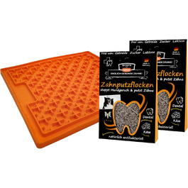 Набір для догляду за зубами собак QCHEFS: зубні нитки та килимок Lickimat Buddy для профілактики зубного каменю та запалення ясен