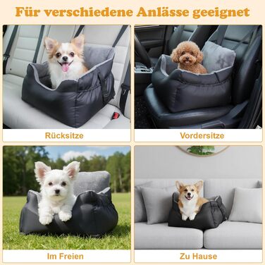 Автокрісло для собак - стабільне, для малих порід (до 12 кг), з ременем безпеки, водовідштовхувальне, знімний килимок, бічні кишені