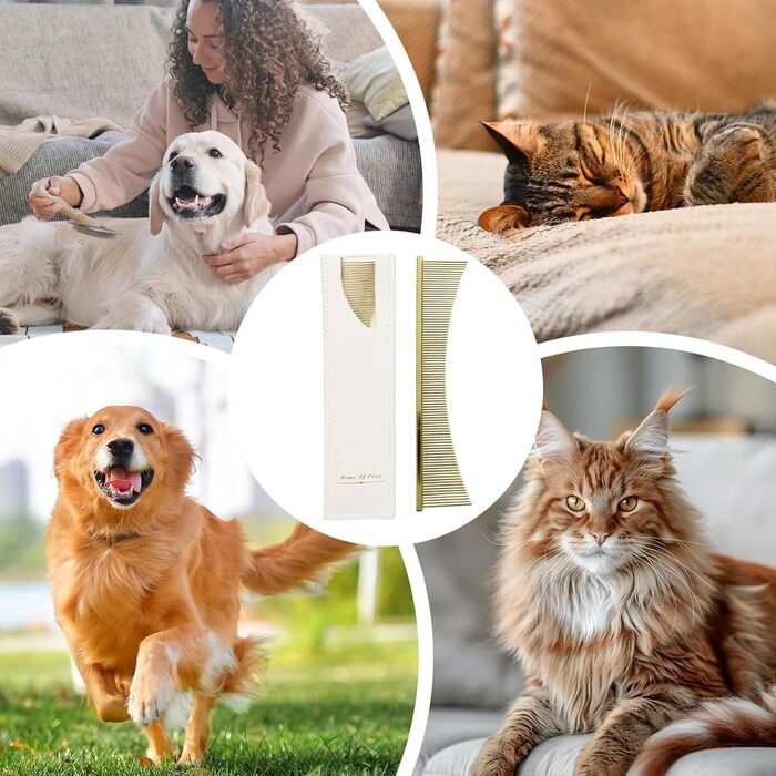 Гребінець для котів Flohkamm - догляд за шерстю, аксесуари для домашніх тварин. Підходить для собак, довгошерстих порід, цуценят. Золотий колір.