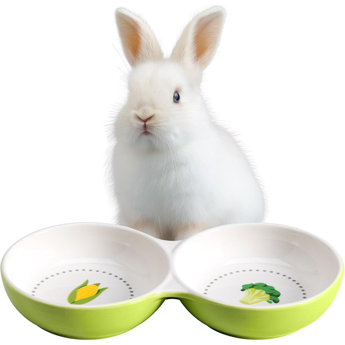 Набір мисок для тварин Navaris: котики, морські свинки, кролики. 2 шт. Кераміка, зелений колір. Підходить для маленьких тварин, гризунів та хом'яків.