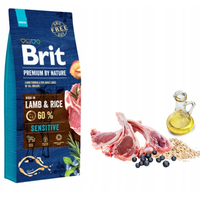 Сухий корм для собак BRIT Premium By Nature Sensitive Ягня, 15 кг