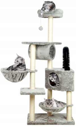Високий ігровий комплекс для котів Springos 101: дряпачка, лежанка та стовпчик (160 см)