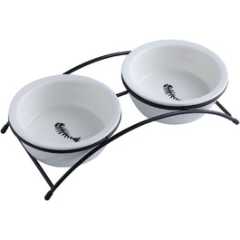 Набір мисок для котів та собак, кераміка, підняті миски для котів, 340 мл, миски для котів зі стійкою, придатні для миття в посудомийній машині