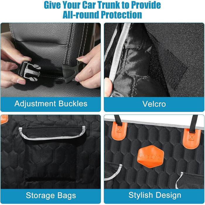 Захист для багажника автомобіля OneAmg для собак: килимок, нековзкий, водонепроникний, стійкий до подряпин, з мискою та сумкою для зберігання, 182x101см, чорний