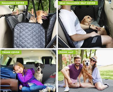 Автогамак для собак на заднє сидіння з боковим захистом Pecute, універсальний захисний чохол для авто з оглядовим вікном, водонепроникний та стійкий до подряпин, 146x136 см, чорний