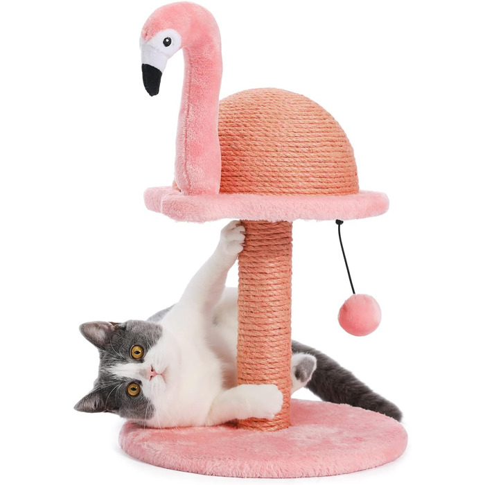 Креативний когтеточка PAWZ Road Flamingo, стильний котячий комплекс, висота 48 см, рожевий