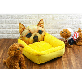 Тепле ліжко для домашніх тварин Ulalaza з мультяшним дизайном для котів та собак, потовщена бавовняна модель (жовтий Bomei)