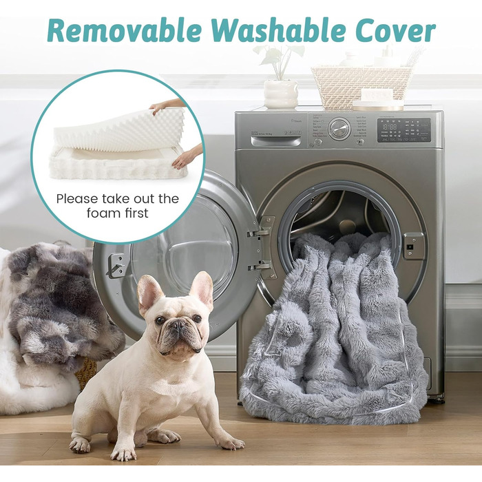 Ортопедичне ліжко для собак з штучного хутра, великі породи, диван з високопідтримуючим пінополіуретаном та водонепроникним чохлом, неслизьке, м'яке, тепле, пране, C-подібне, розмір XL (бежевий)