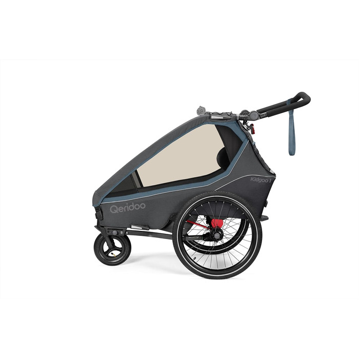 Qeridoo Kidgoo 1 Navy Blue - Причіп для велосипеда, прогулянковий візок для дітей, тренажер для ходьби, 38л, з амортизацією та ARS