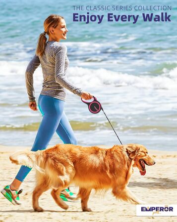 Рулетка для собак Emperor Pets 8м, до 50 кг, міцна висувна повідок з антиковзною ручкою, гальмо, пауза та блокування, для великих собак