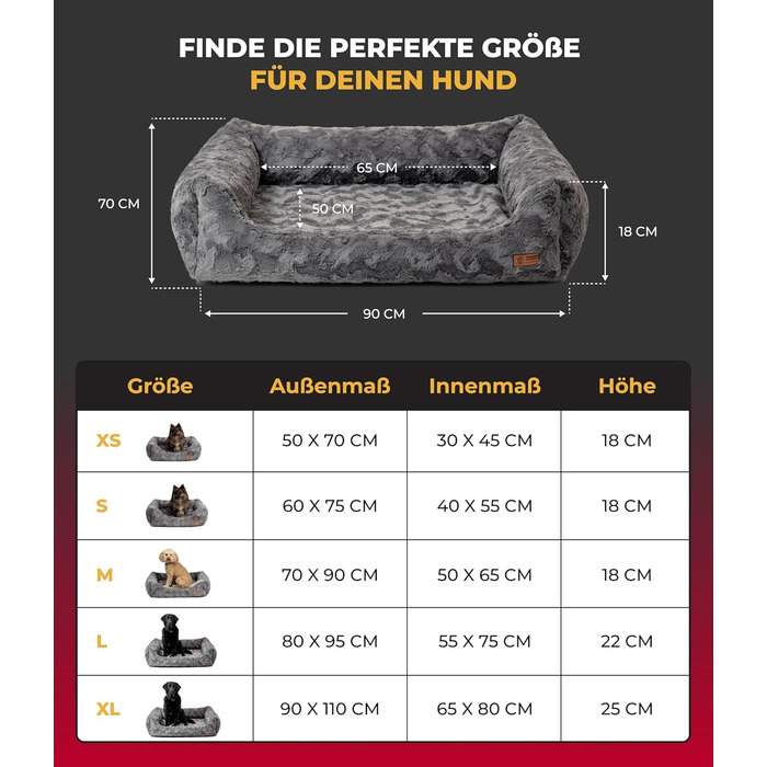 Ортопедичне ліжко для собак Deluxe Exklusiv M (70x90 см) з Memory Foam та антиковзаючою основою. Легко миється, колір антрацит, виготовлено в Німеччині