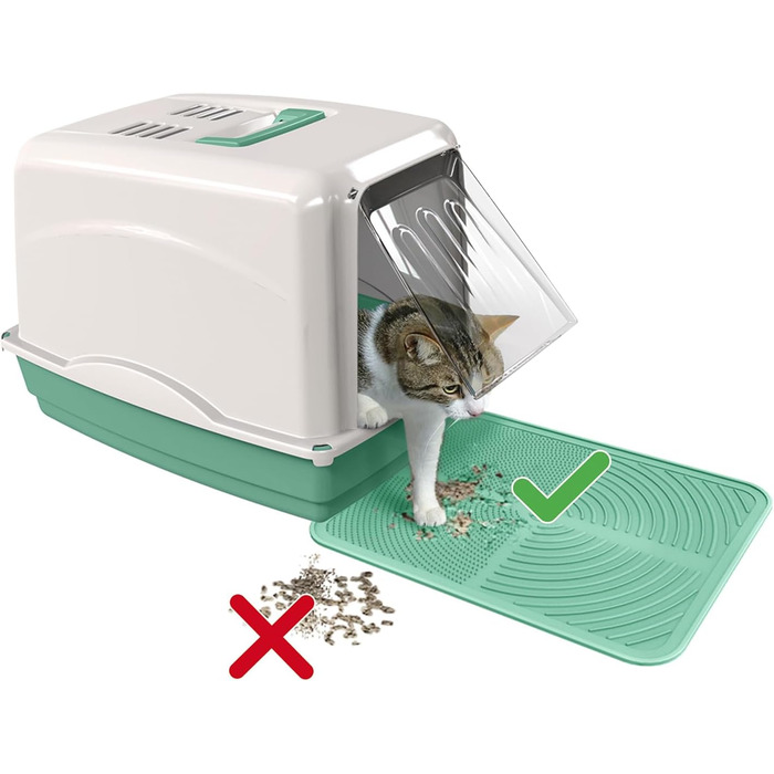 Килимок для котячого туалету з антиковзаючою поверхнею, свиняча сітка, 46x36x3 см, Made in Italy (Jolly Grün)