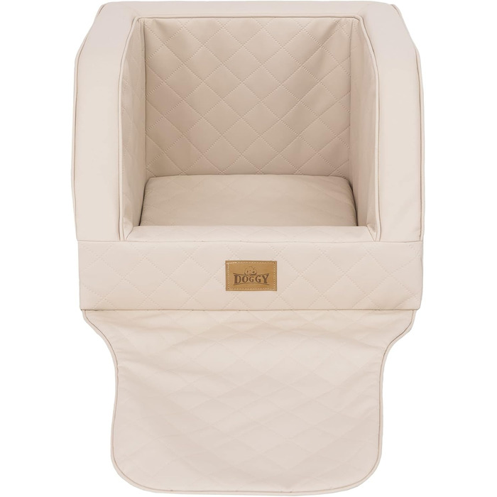Автокрісло для собак, переноска для собак, лежанка для собак, переноски для тварин, для заднього сидіння, ковдра для собак, корзина для собак, лежанка для котів, для маленьких собак (46x46x31 см), бежева шкіра