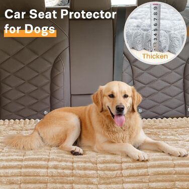 Автомобільний чохол на сидіння для собак, ліжко для собак в авто, сумісний з подовжувачами сидінь, захист сидіння, неслизький, м'який, довговічний, для автомобілів, вантажівок та позашляховиків (Чорний та Білий, 59,9 x 129,5 см, світло-коричневий 63 x 137