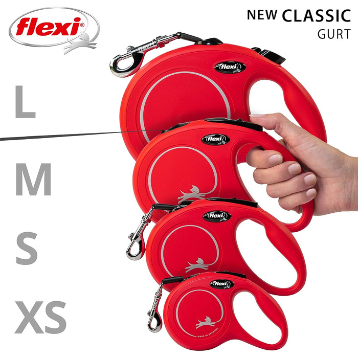 Рулетка для собак Flexi New Classic L, 5 м, червона, до 50 кг