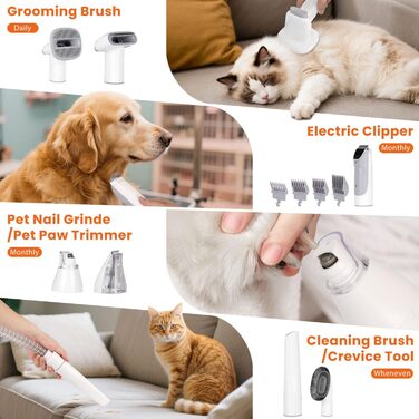 Машинка для стрижки собак Nobleza з пилососом, потужність 12000 Па, видаляє 99.99% шерсті, тиха, для собак та котів, 7 насадок, об'єм контейнера 2.5 л