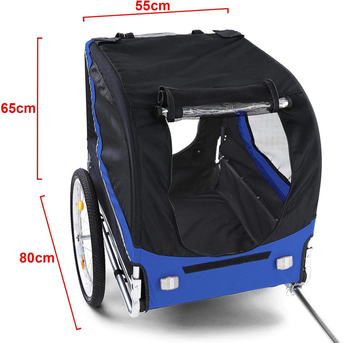 Причіп для велосипеда для собак, складний, блакитно-чорний, до 40 кг