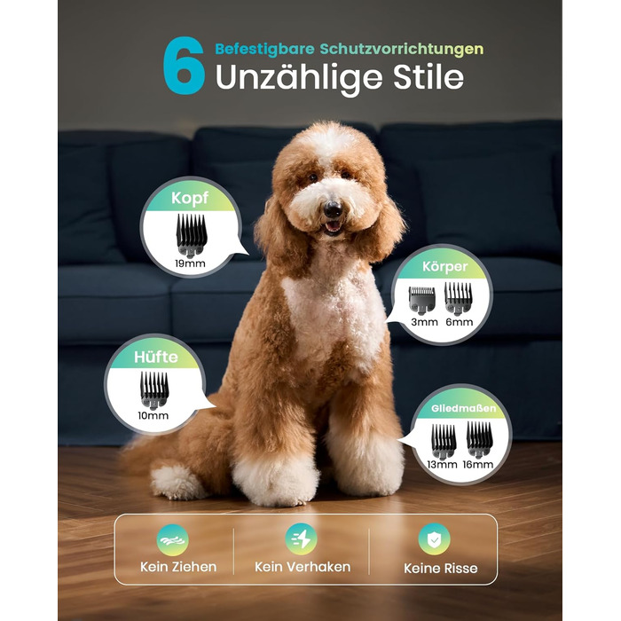 Машинка для стрижки собак з довгим та густим хутром Oneisall Profi Leise: професійна модель з нержавіючою сталею, для собак, котів та коней, час роботи до 4 годин