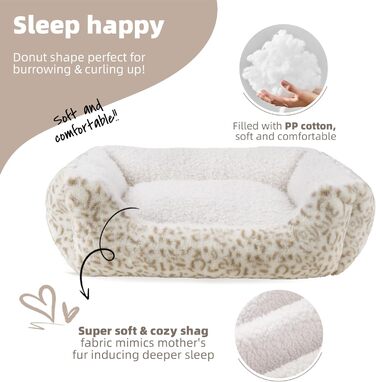 М'яке ліжко для собак Roypet з антиковзким покриттям, для цуценят, собак та котів, прямокутне, з матрацом, колір кремовий, розмір L