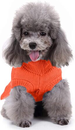 Світшот для маленьких собак, в'язаний одяг для котів, теплий зимовий одяг для кошенят, цуценят, розмір XS, світло-блакитний (XX-Small, сукня-помаранчевий)