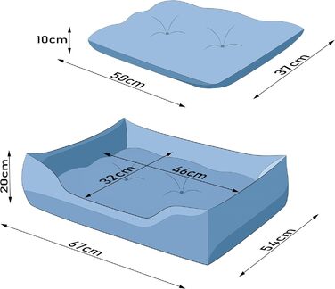 М'яке ліжко для собак та котів, 84x65 см, коричневе. Зручне, з піднятими бортиками, легко миється. Підходить для маленьких собак та котів.