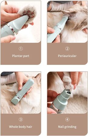 Набір для грумінгу собак HEEPDD: 4-в-1, LCD-дисплей, акумулятор, бездротовий, тихий, для стрижки шерсті та підпилювання кігтів (зелений)
