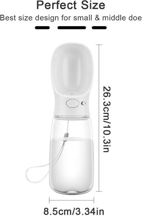 Турботрінка для собак на прогулянці, 550 мл, BPA-free, витоку, білий