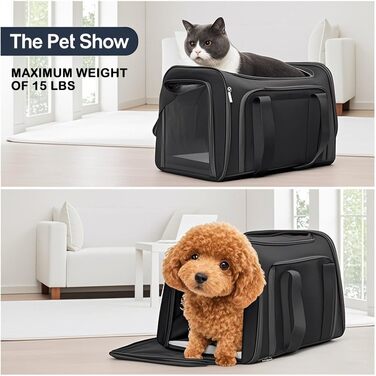 Транспортна сумка HOCLAUHO для кота та собаки, велика, портативна, складна, дихаюча, для подорожей, чорна