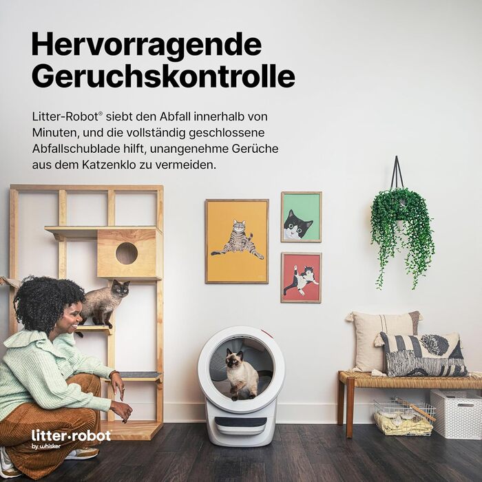 Автоматичний туалет для котів Litter-Robot 4 Whisker, білий, Wi-Fi, самоочищення, з бортиком і сходинкою, під грудкуватий наповнювач, гарантія 2 роки