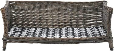 Корзина для собак Tidyard з подушкою, 90 x 54 x 35 см, для середніх та великих собак, ротанг + тканина