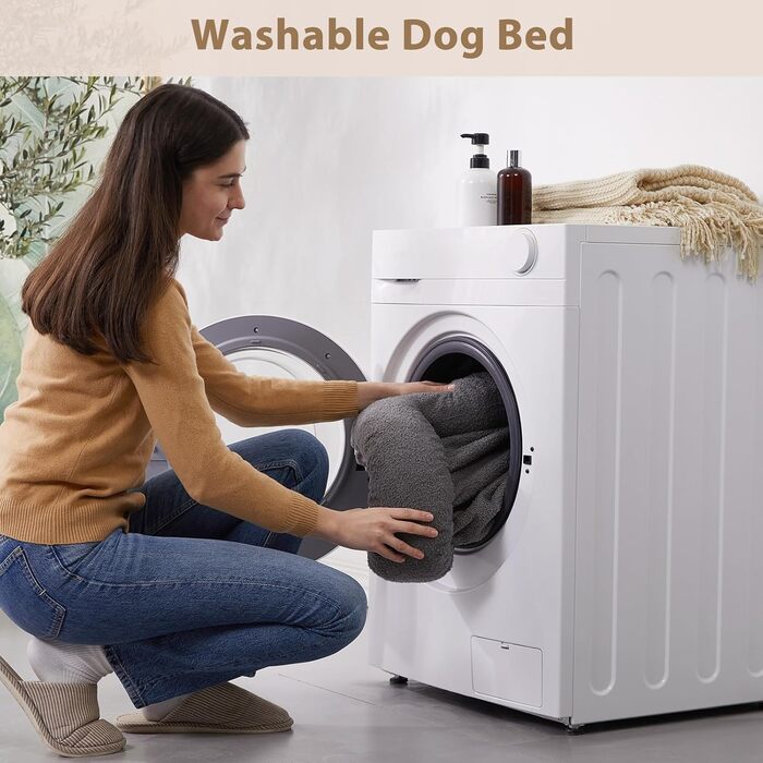 Ортопедичне собаче ліжко RRPETHOME, велике, знімний чохол, водонепроникне, сіре (36x27x6.5 см)