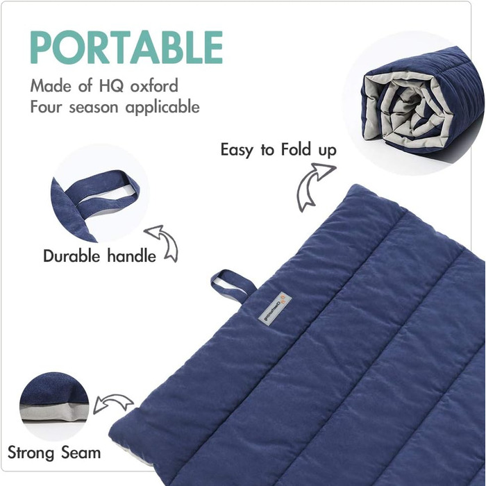 Ліжко для собак CHEERHUNTING, велике, водовідштовхувальне, для кемпінгу та подорожей, темно-синій