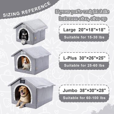 Будинок для собак Jiupety, XL, 51x46x46 см, сірий - затишний лежак для собак вагою 7-14 кг, підходить для дому