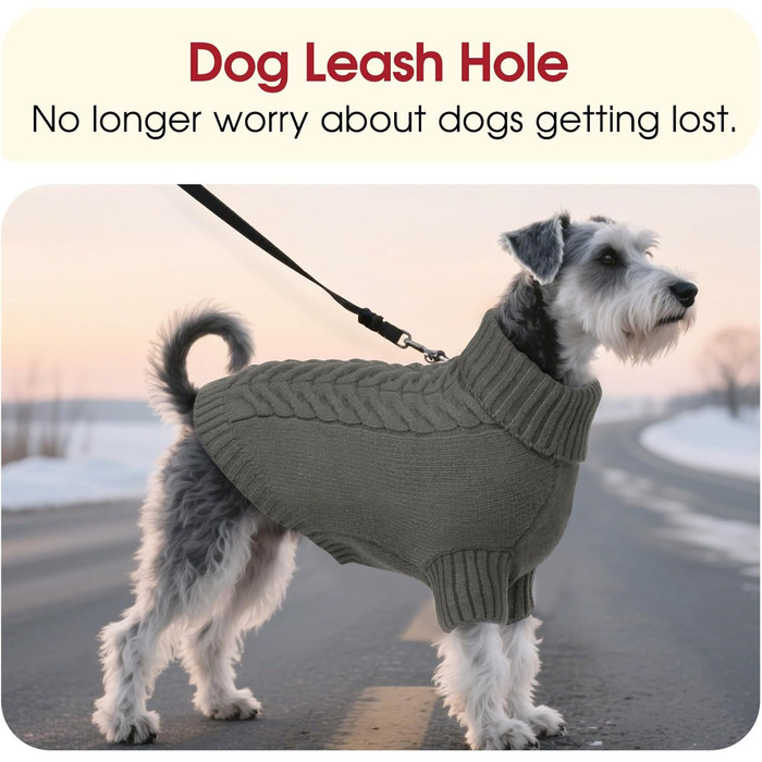Пуловер для собак ASENKU, теплий зимовий пуловер для маленьких собак, з коміром-горловиною, зручний, для Французького бульдога, Шнауцера, Бічона Фрізе, Бостон-тер'єра (2XL, сірий)