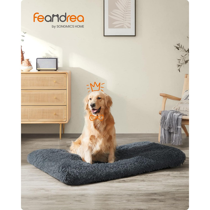Ліжко для собак Feandrea, м'який килимок для собак, довгий плюш, 122 x 74 см, м'яка підкладка, можна прати, багатофункціональне, PGW204K01 (L 122 x B 74 x H 10 см, темно-сірий)