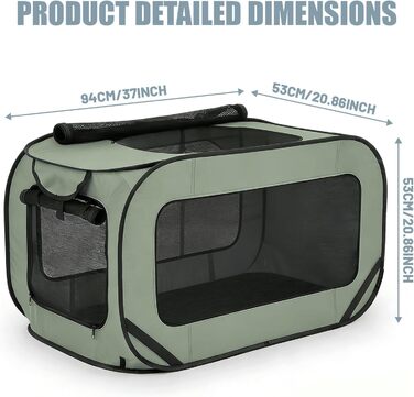 Складана переносна переносна коробка для собак та котів, 94 x 53 x 53 см, зелена