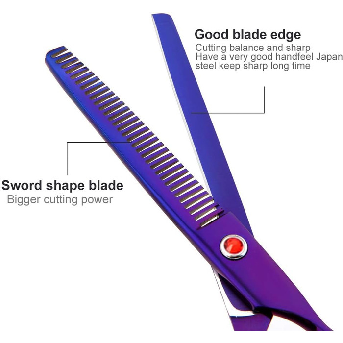 Набір ножиць для грумінгу собак, 7 дюймів, професійний набір для догляду за тваринами, нержавіюча сталь, вигнуті ножиці, ножиці для розрідження, гребінець для грумінгу, для собак та котів, 5 шт. чорний