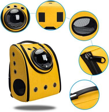 Рюкзак для тварин FOKOM, рюкзак-переноска для собак, котів, кроликів (32 x 29 x 42 см, жовтий)