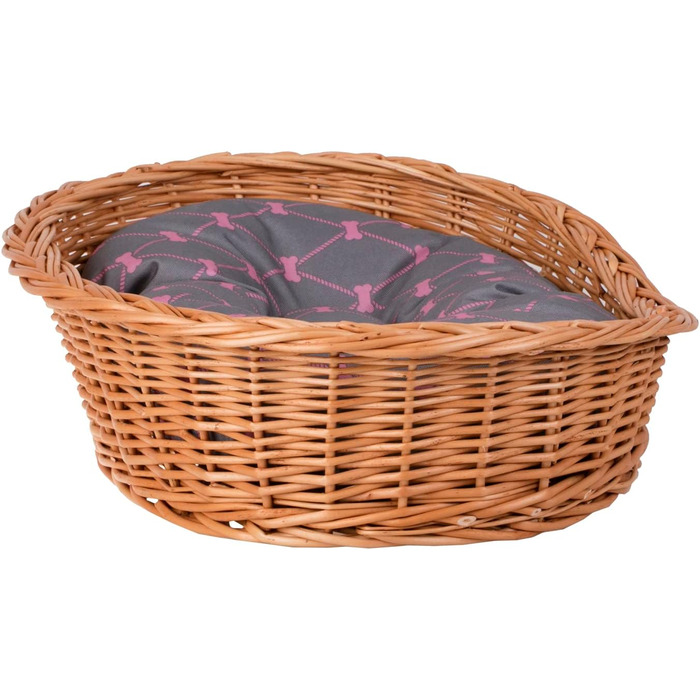 Корзина для собак з ротангу, сірого кольору, 100x75x27 см. Корзина для тварин, кошик для кота