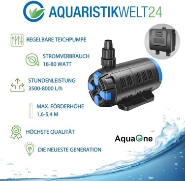 Комплект фільтрації для ставків AquaOne CPF-10000 з УФ-лампою, регульованою еко-насосом 18-80 Вт і шлангом, для ставків до 12 000 л
