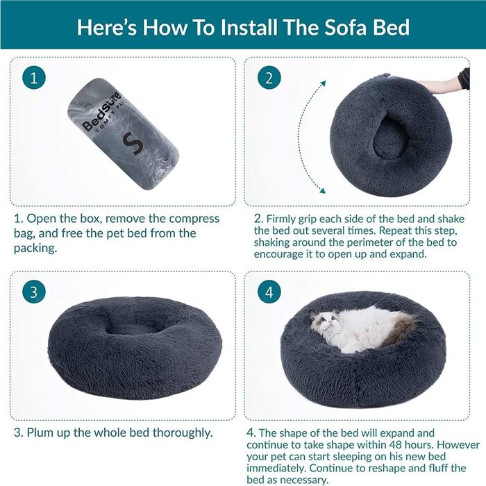 М'яке кругле ліжко для собак та котів Lukery з плюшу, зручне лежанка-пончик для собак та котів, м'яке ліжко для собак з плюшу для маленьких, середніх та великих тварин (110см, Темно-коричневий)