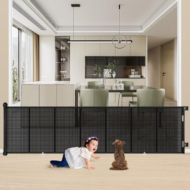 Захист для дверей MYPIN: розтяжне захисне ворота для собак, дітей, 0-140 см, чорний