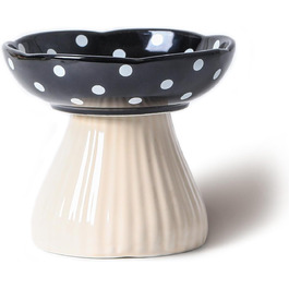 Підвищена годівниця для котів RESVUGA з милим дизайном, безпечна керамічна годівниця для малеких собак, корму та води (Жовтий) (Чорний гриб)