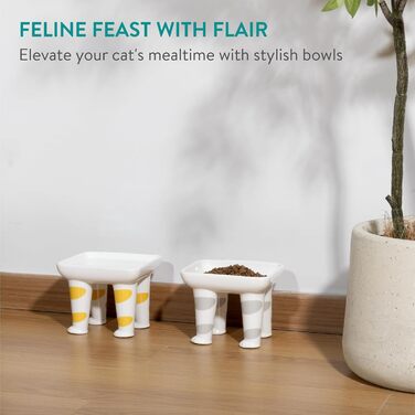 Набір мисок для котів Navaris 2 шт. - 400 мл - підняті миски для котів - станція годування - дизайн лапки