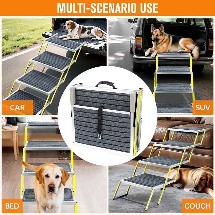Східці для собак 4-х ступеневі, широкі (50,8 см), з антиковзким килимком, для SUV/LKW/Auto та високих ліжок, до 90 кг